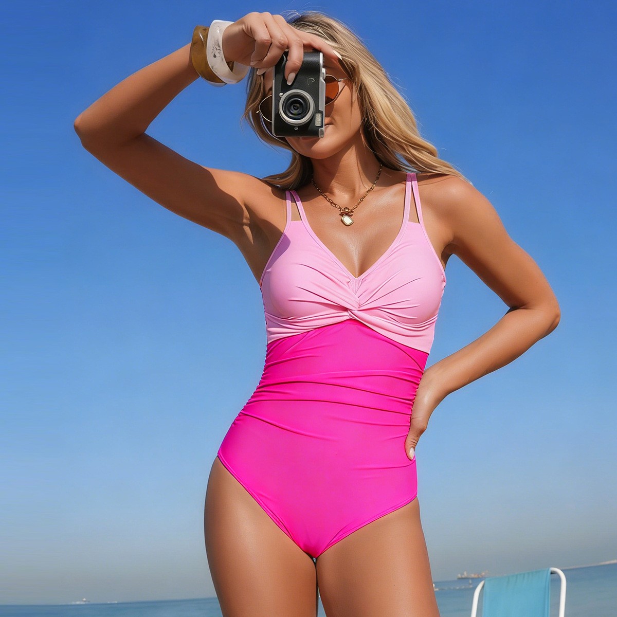 V Neck Twist Front One Piece S - Swimsuit Bikini Ruched incelemesi ve fiyatı