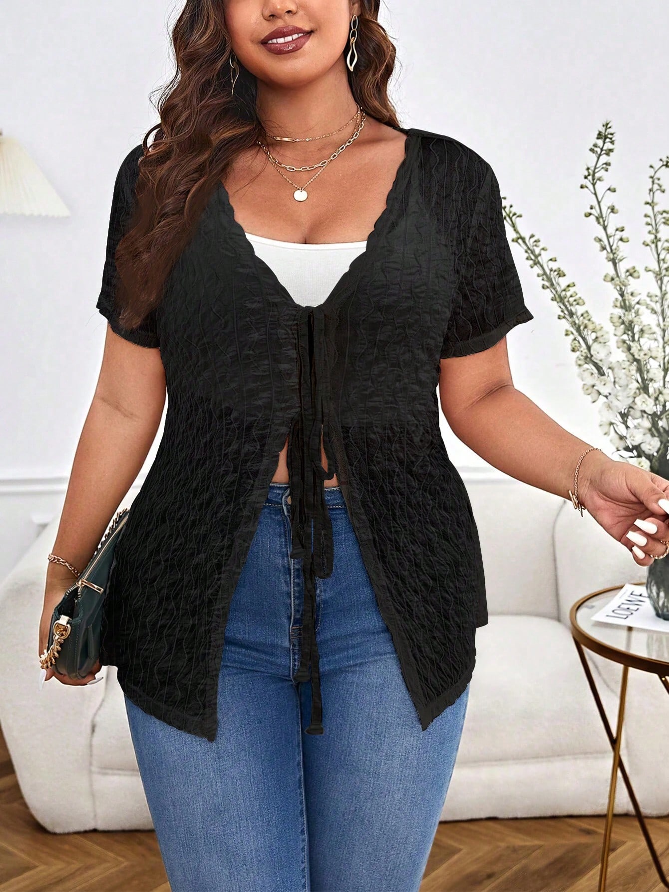 Spring Summer Plus Size Women  - Kimono Sheer Floral incelemesi ve fiyatı