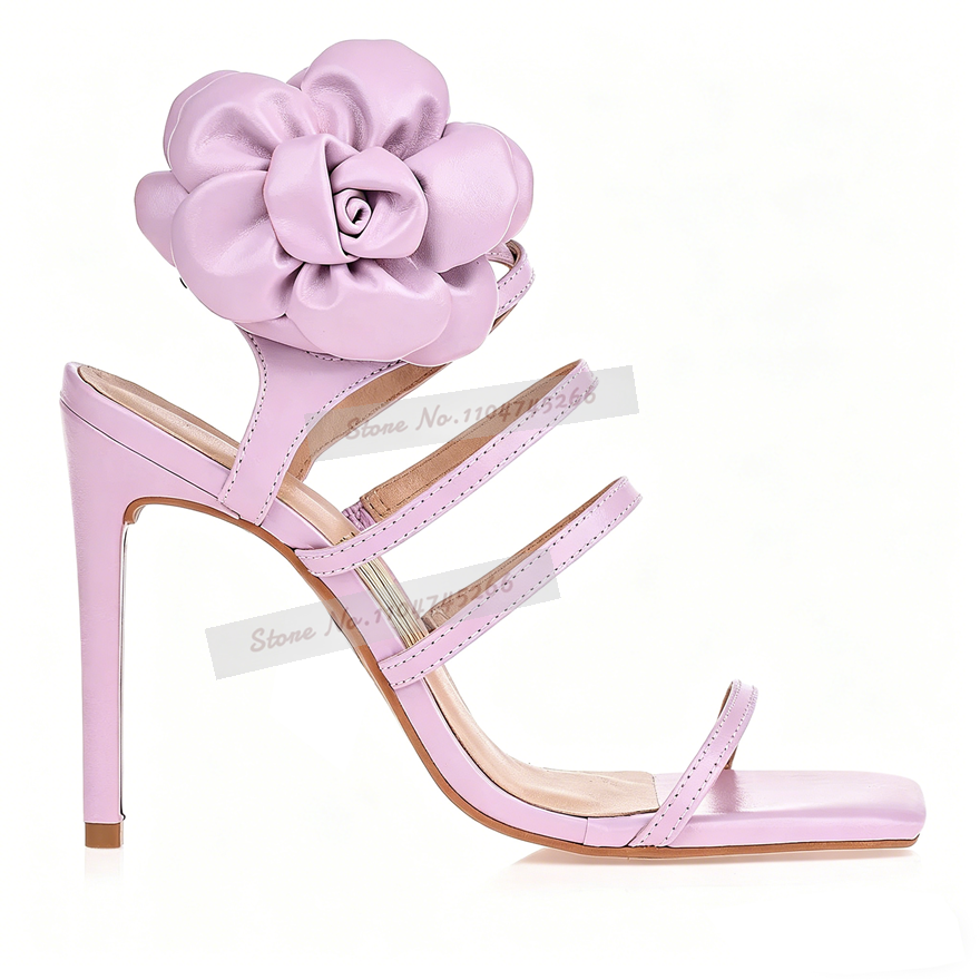 Pink Matte Big Flower Embellis - Sandal Strappy Heeled incelemesi ve fiyatı