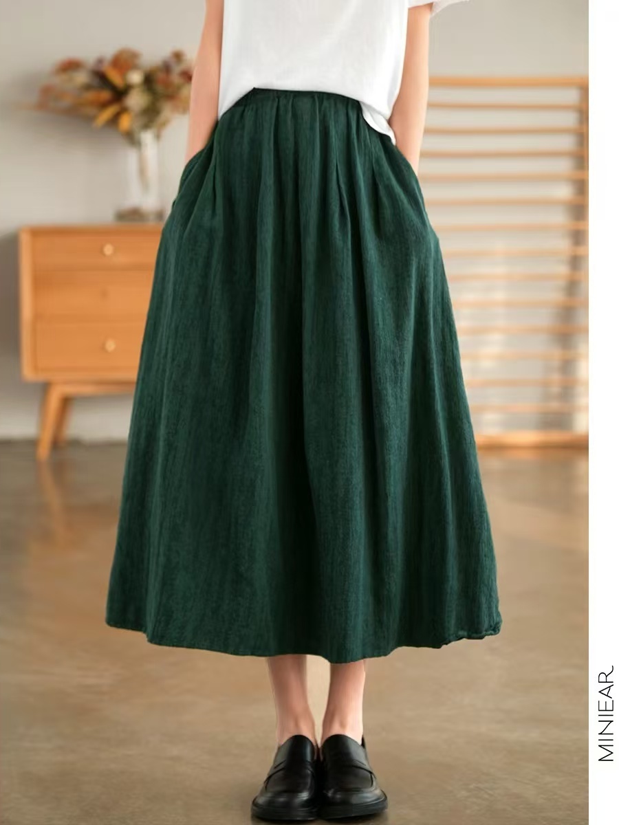 New 2025 Autumn Pure Color Flo - Midi Skirt Floral incelemesi ve fiyatı