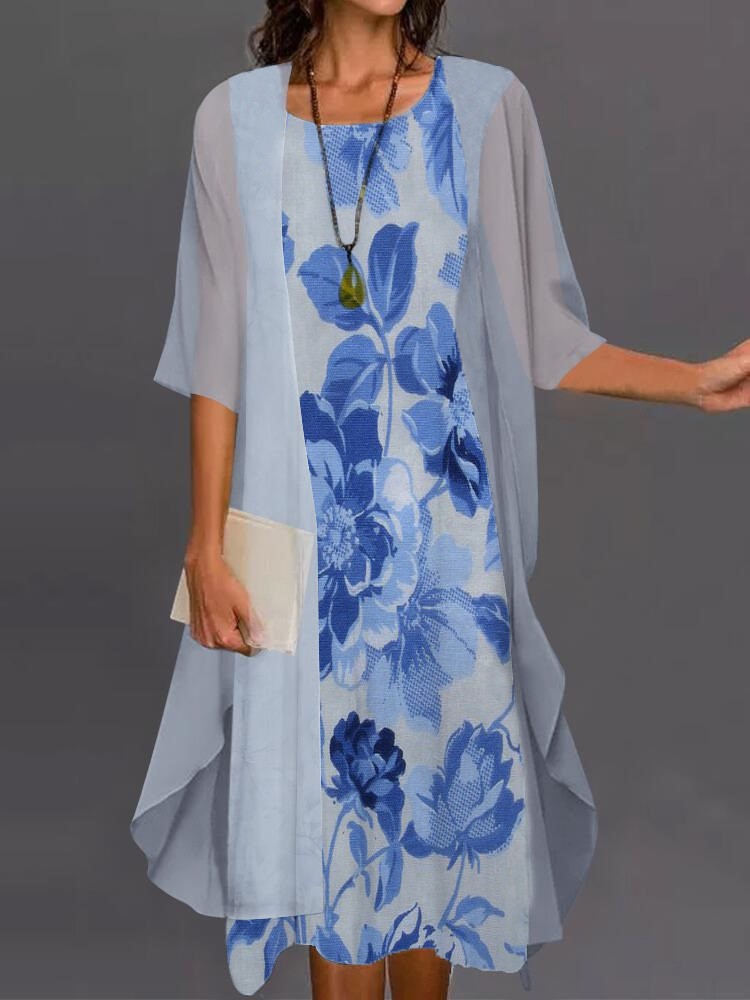 Summer Elegant Dress Two-piece - Romper Floral Print incelemesi ve fiyatı