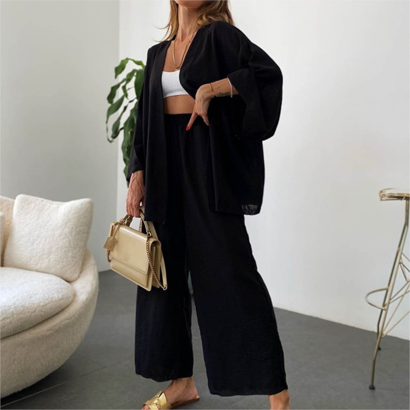 Women's Linen Trouser Suit Wit - Linen Pant Wide incelemesi ve fiyatı