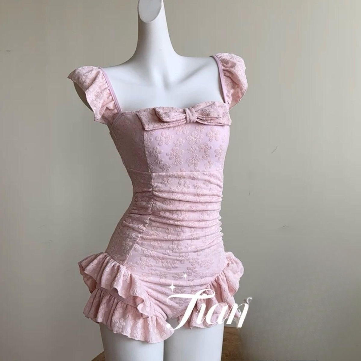 Swimsuit Women Pink Jacquard F - Swimsuit Bikini Ruched incelemesi ve fiyatı