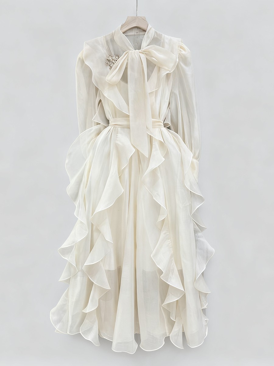 TWOTWINSTYLE Solid Spliced Ruf - Linen Dress Wrap incelemesi ve fiyatı