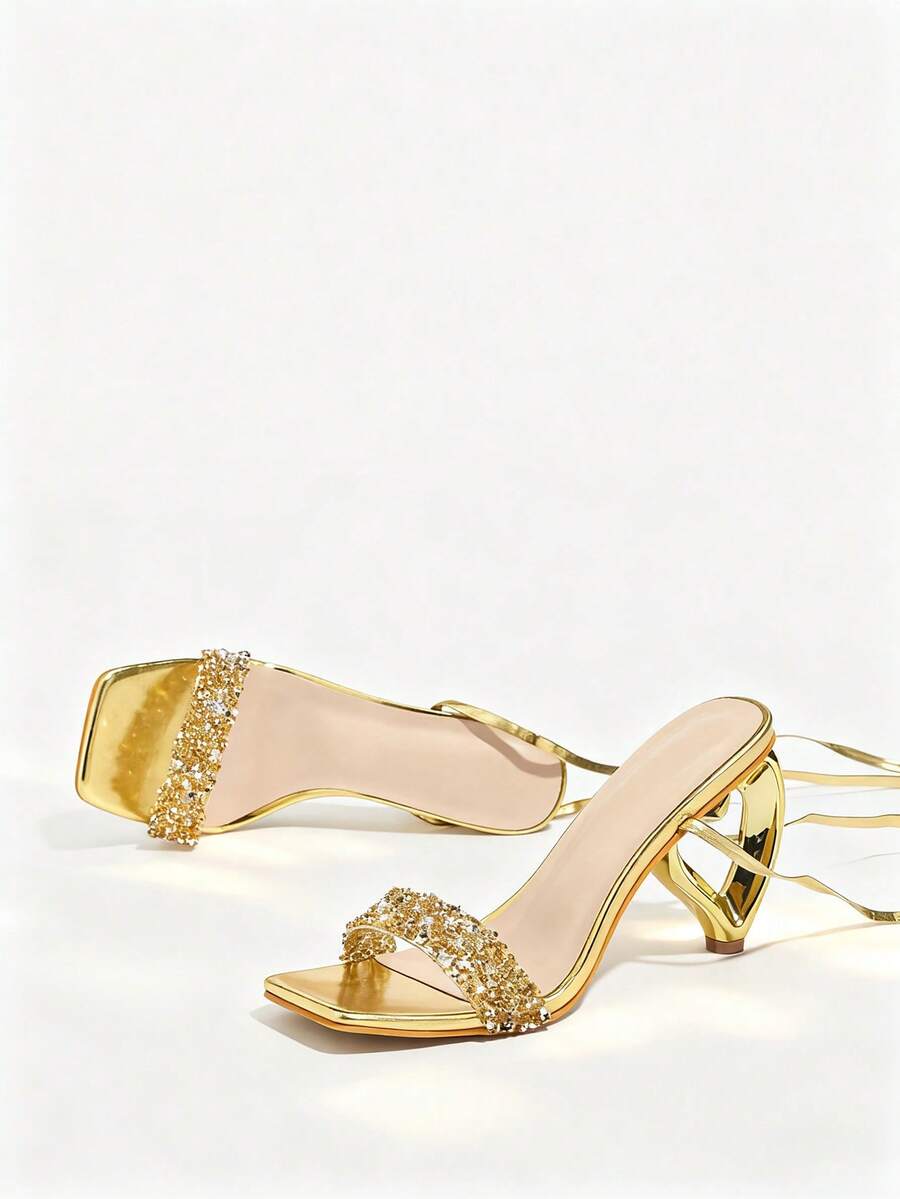 Womens Rhinestone-Embellished  - Sandal Strappy Heeled incelemesi ve fiyatı