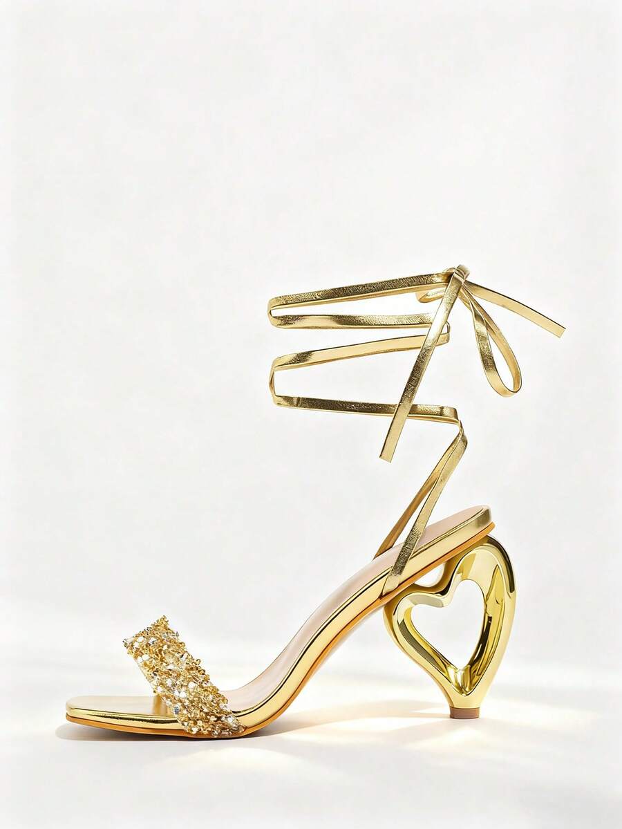 Womens Rhinestone-Embellished  - Sandal Strappy Heeled incelemesi ve fiyatı