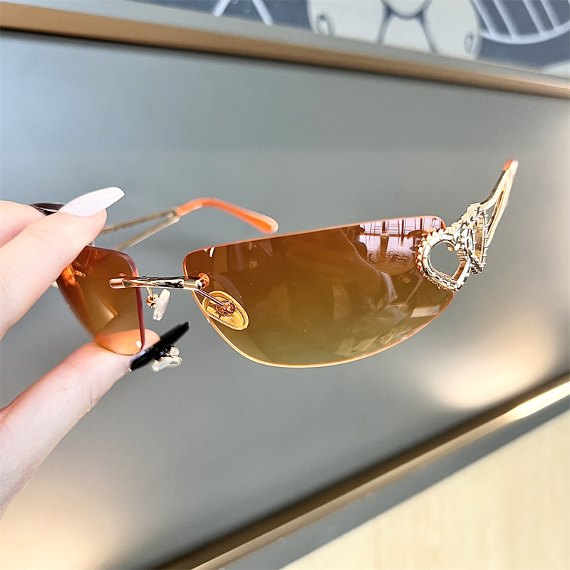 New Oval Cat Eye Frameless Mer - Sunglasses Cat Eye incelemesi ve fiyatı