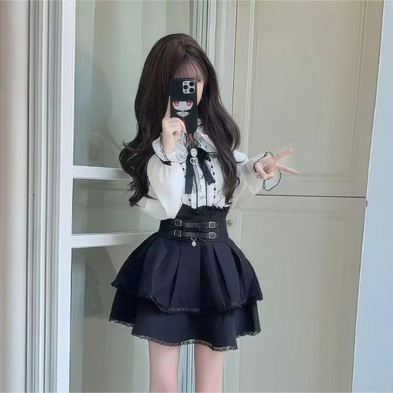 Japanese Gothic Y2k Lolita Sty - Blouse Off Shoulder incelemesi ve fiyatı