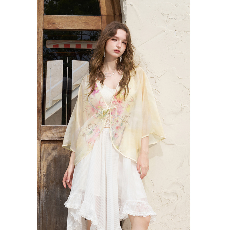 ELFSACK New Chinese Frog Butto - Kimono Sheer Floral incelemesi ve fiyatı