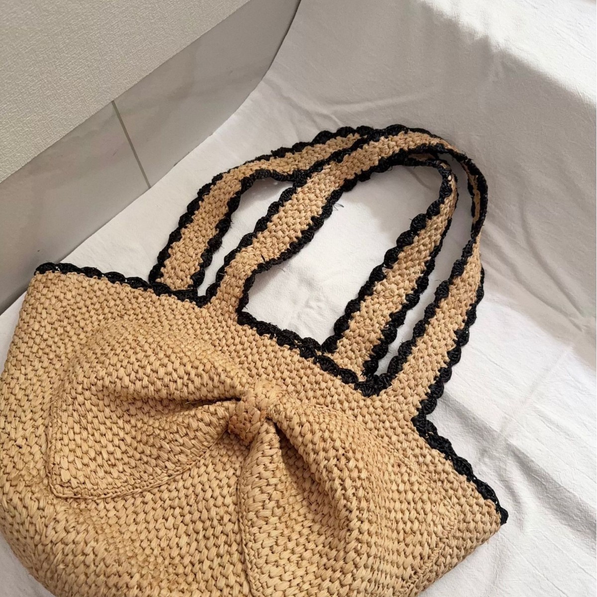NEW raffia bow crochet handwov - Crochet Bag Raffia incelemesi ve fiyatı