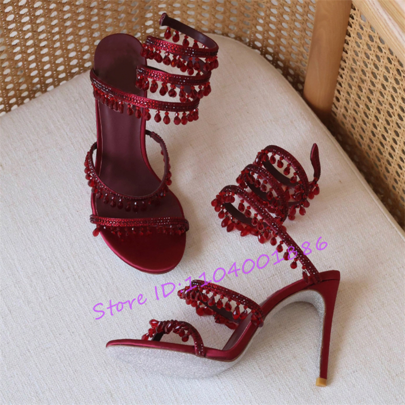 Rhinestone Snake Shape Ankle S - Sandal Strappy Heeled incelemesi ve fiyatı