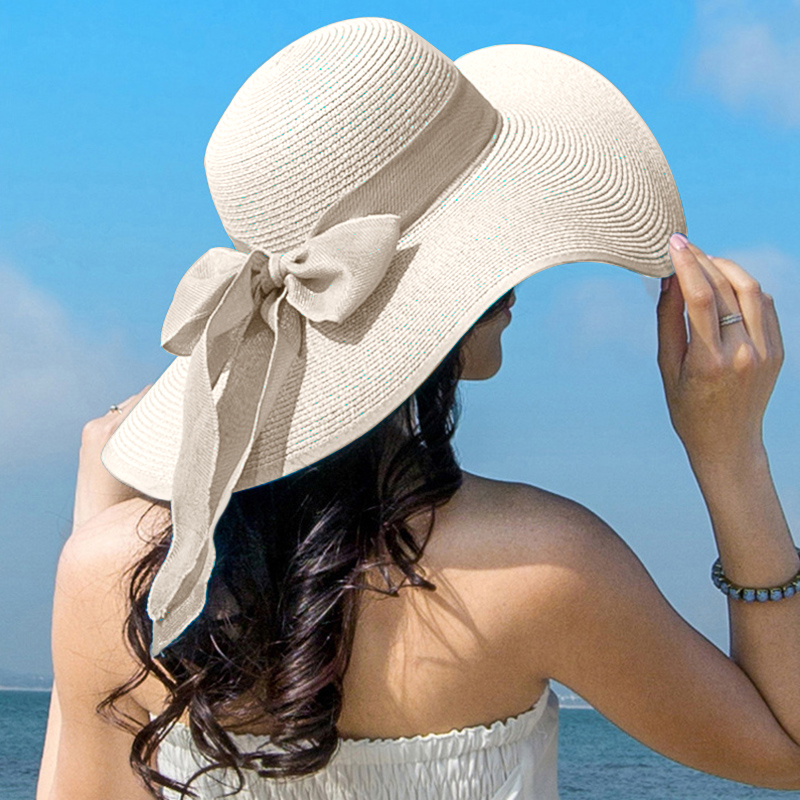 Summer Women Straw Hat Bowknot - Hat Floppy Wide incelemesi ve fiyatı