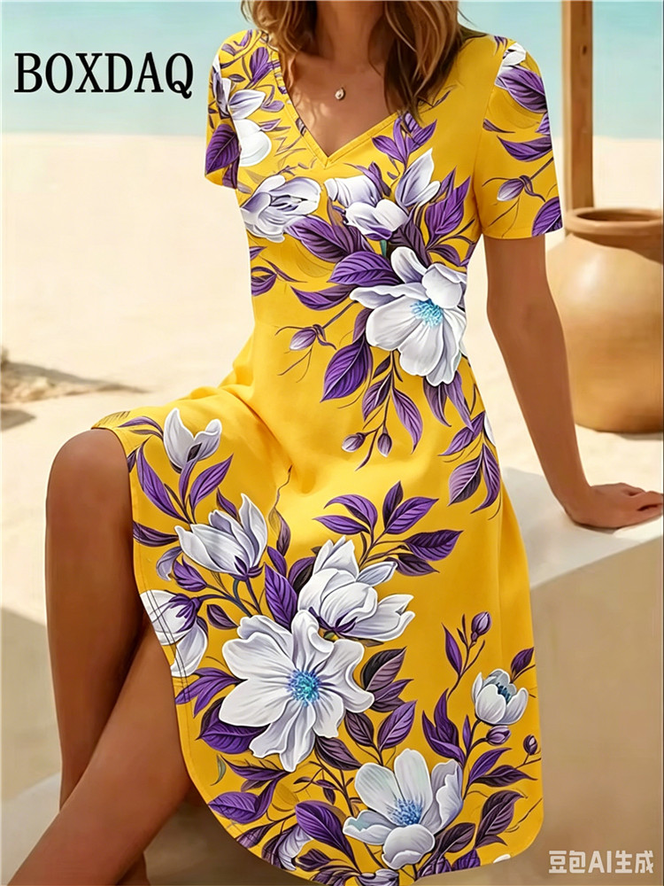 6XL Plus Size Women Dresses Su - Romper Floral Print incelemesi ve fiyatı