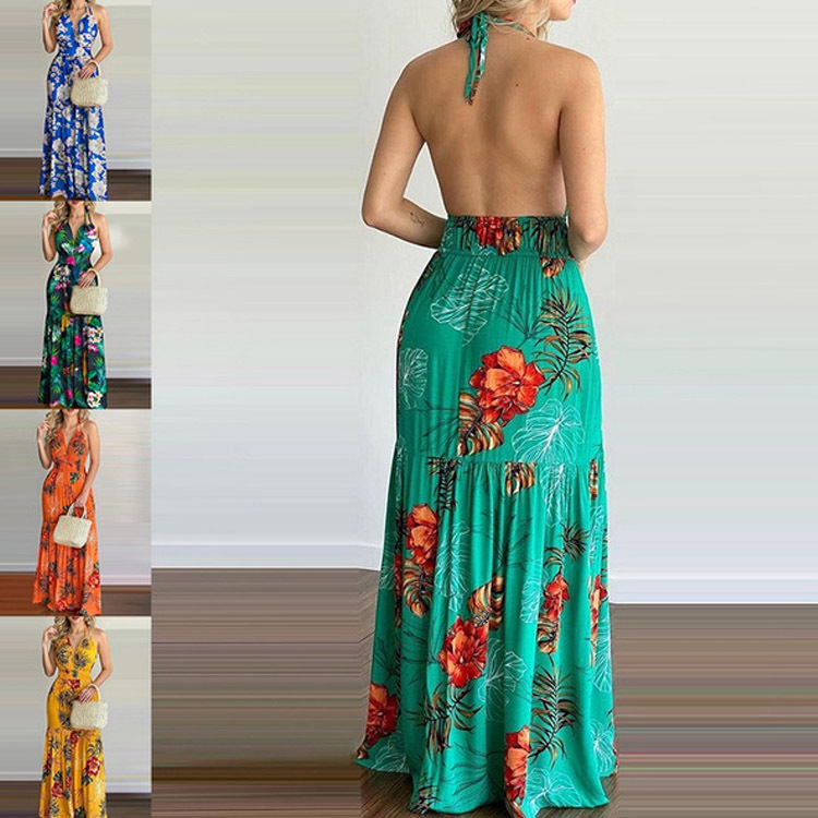 Floral Maxi Dress Long Backles - Maxi Dress Halter incelemesi ve fiyatı