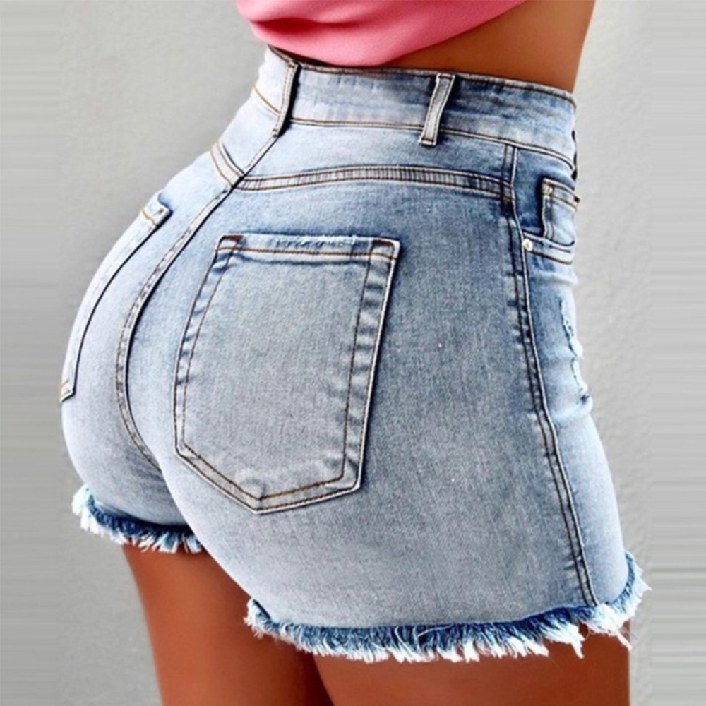 Women's High Waisted Denim Sho - Shorts Denim Frayed incelemesi ve fiyatı