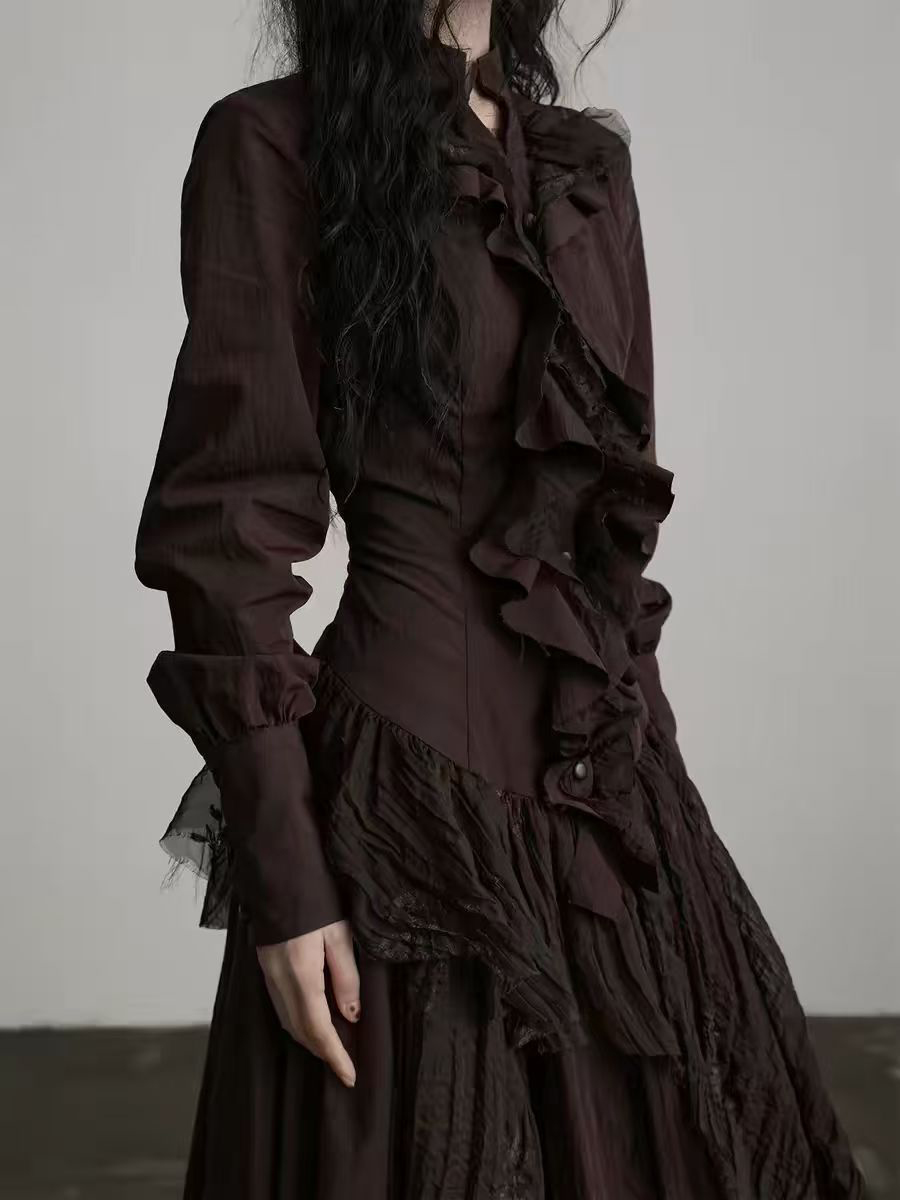 TWOTWINSTYLE Brown Spliced Fol - Linen Dress Wrap incelemesi ve fiyatı