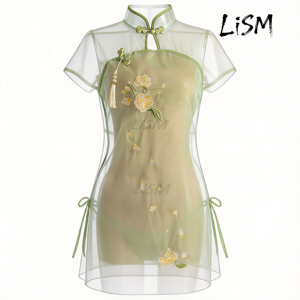 LiSM Women's Cheongsam Pajamas - Kimono Sheer Floral incelemesi ve fiyatı