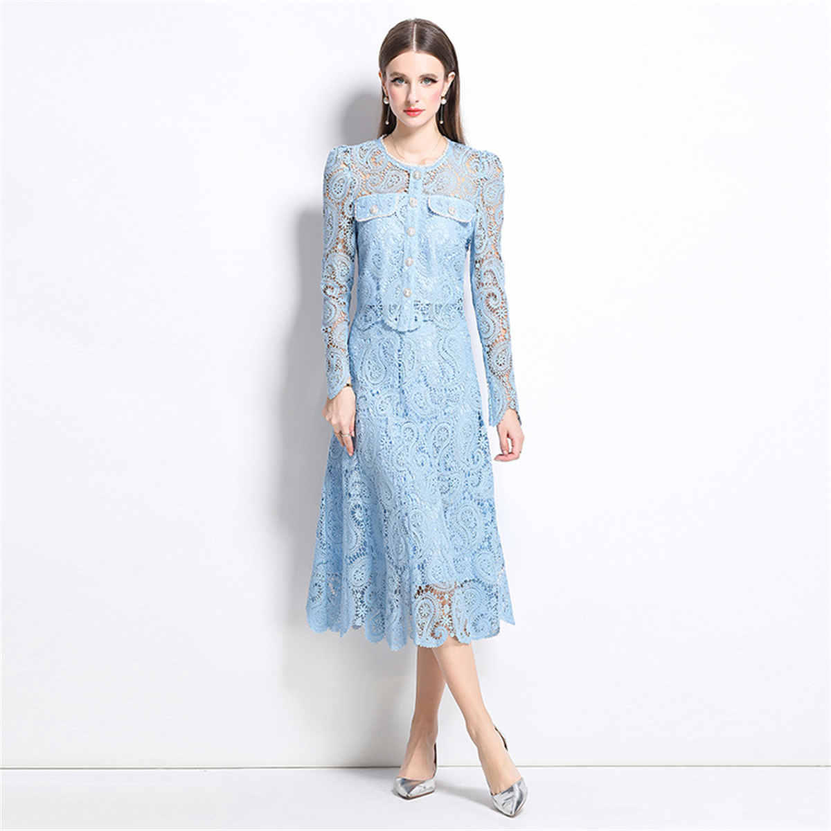 Spring Sweet Lace Flower Embro - Midi Skirt Floral incelemesi ve fiyatı