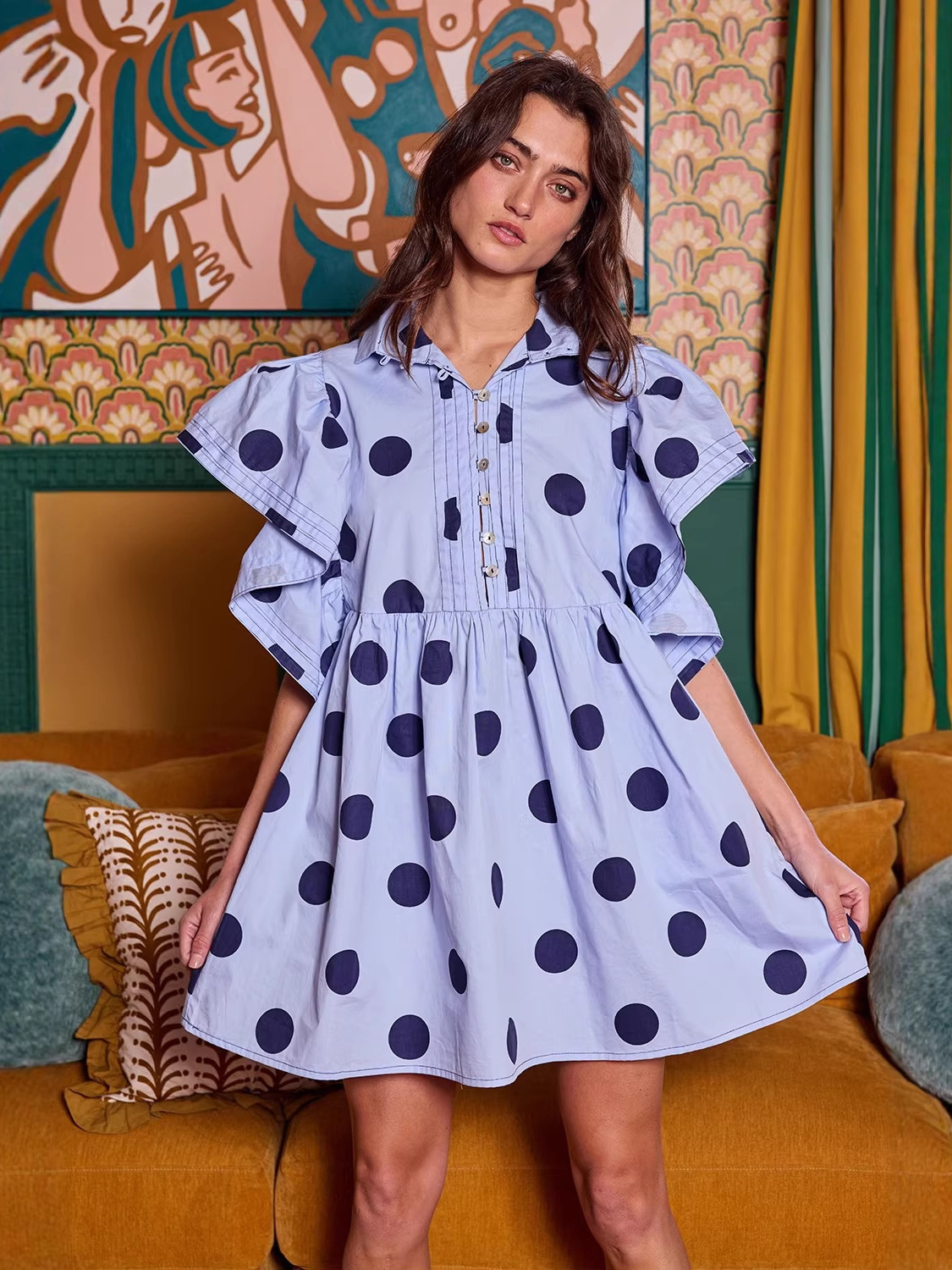 Spring Summer Polka Dot Print  - Blouse Off Shoulder incelemesi ve fiyatı
