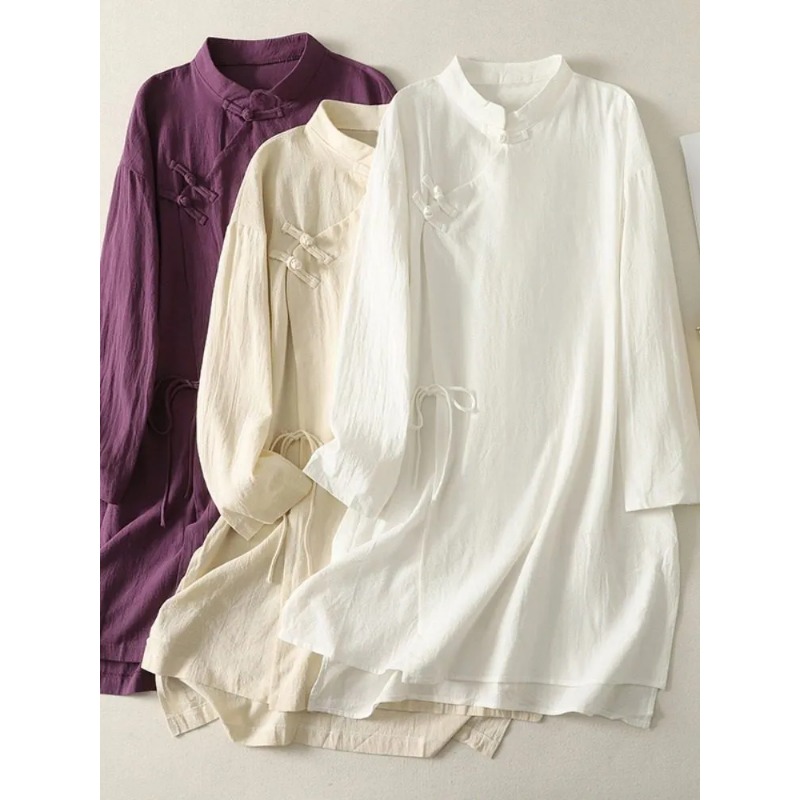 Women's Chinese Style Frog But - Linen Dress Wrap incelemesi ve fiyatı