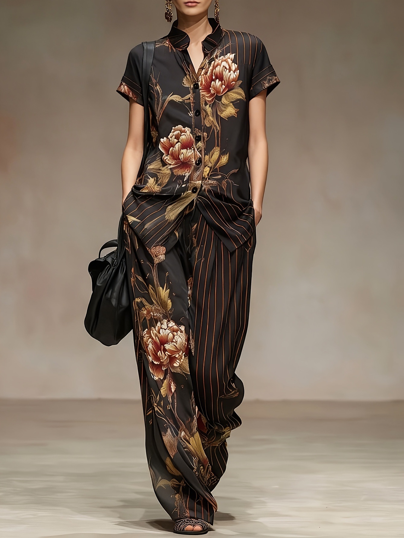 Chiffon Women Summer 2PCS Matc - Romper Floral Print incelemesi ve fiyatı