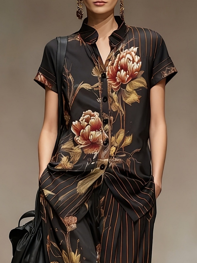 Chiffon Women Summer 2PCS Matc - Romper Floral Print incelemesi ve fiyatı
