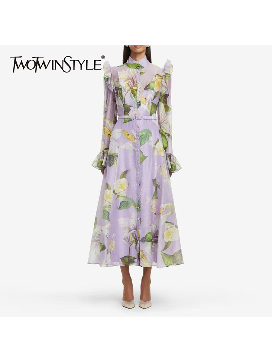 TWOTWINSTYLE Printing Spliced  - Linen Dress Wrap incelemesi ve fiyatı