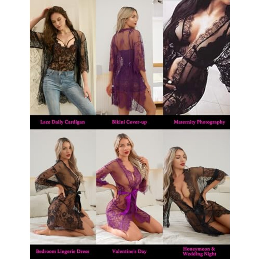 Narcisse Women's Floral Lace K - Kimono Sheer Floral incelemesi ve fiyatı