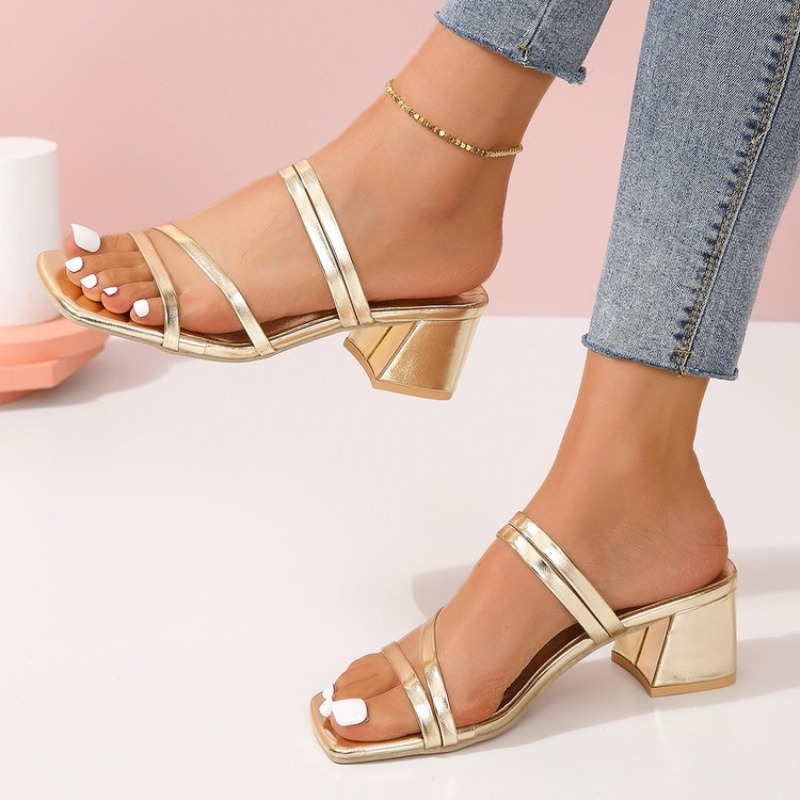 Women's Mules Open Square Toe  - Sandal Strappy Heeled incelemesi ve fiyatı