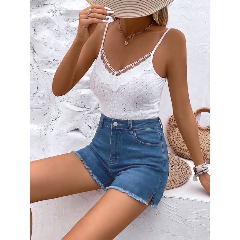 Women's High Waist Denim Short - Shorts Denim Frayed incelemesi ve fiyatı