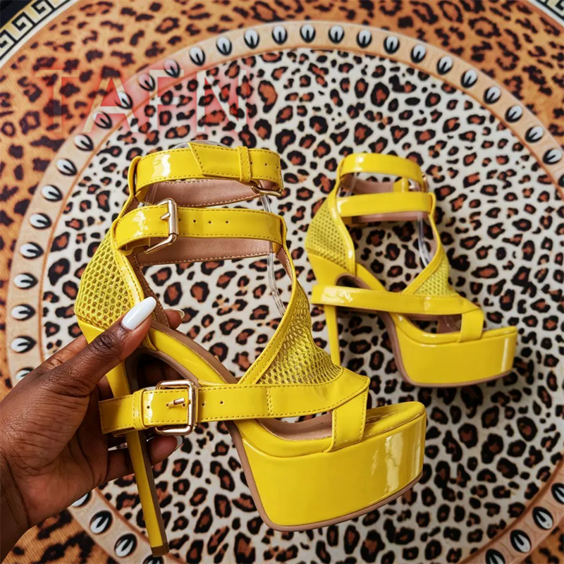 Mesh Buckle Strap Stiletto Pla - Sandal Strappy Heeled incelemesi ve fiyatı