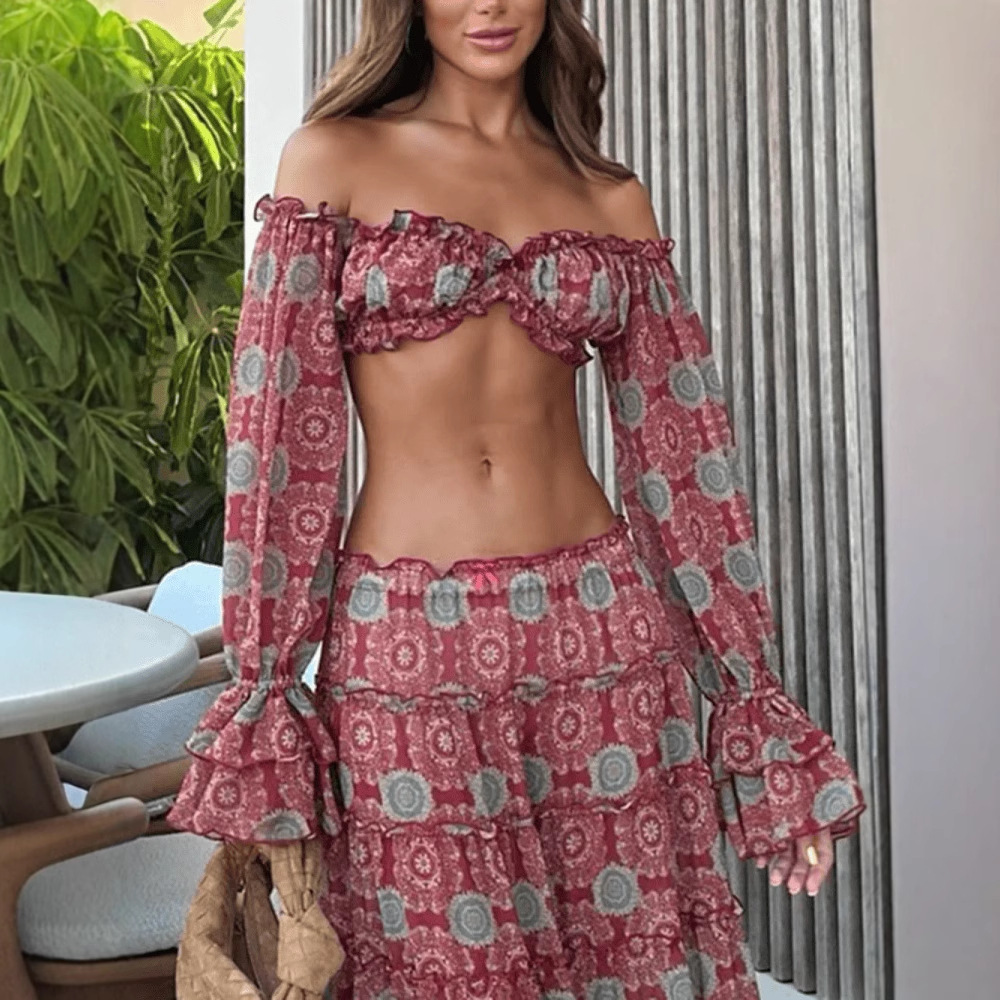 Vintage Print Skirt Two Piece  - Romper Floral Print incelemesi ve fiyatı