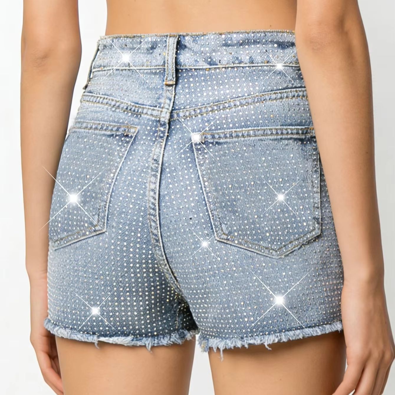 2026 New Full-Bejeweled Elasti - Shorts Denim Frayed incelemesi ve fiyatı