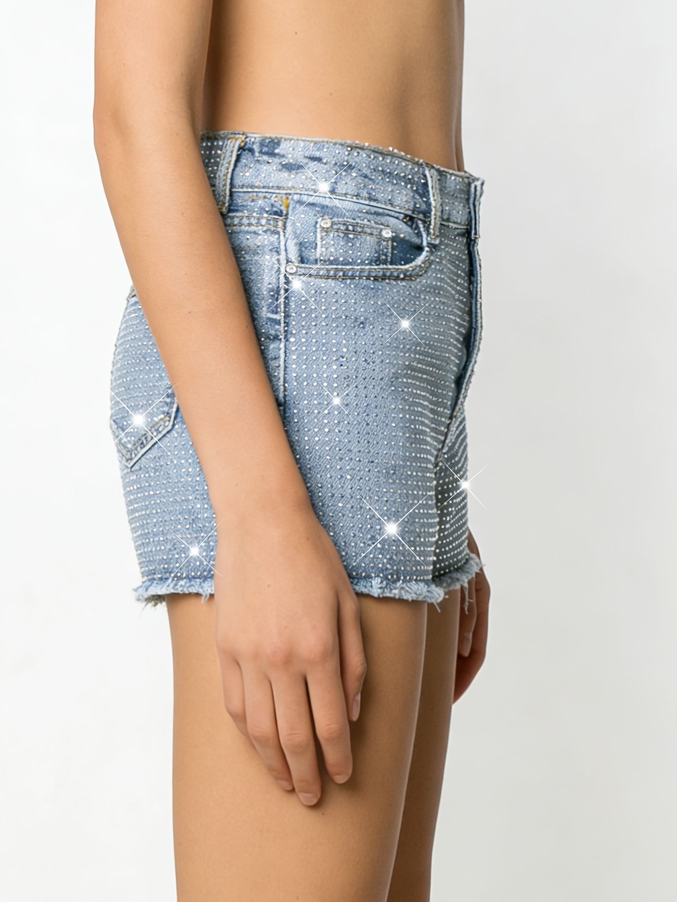 2026 New Full-Bejeweled Elasti - Shorts Denim Frayed incelemesi ve fiyatı