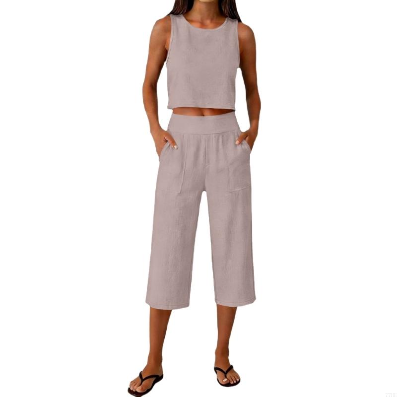 77HE Women's 2 Piece Outfits S - Linen Pant Wide incelemesi ve fiyatı