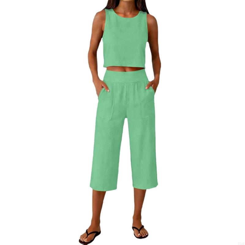77HE Women's 2 Piece Outfits S - Linen Pant Wide incelemesi ve fiyatı