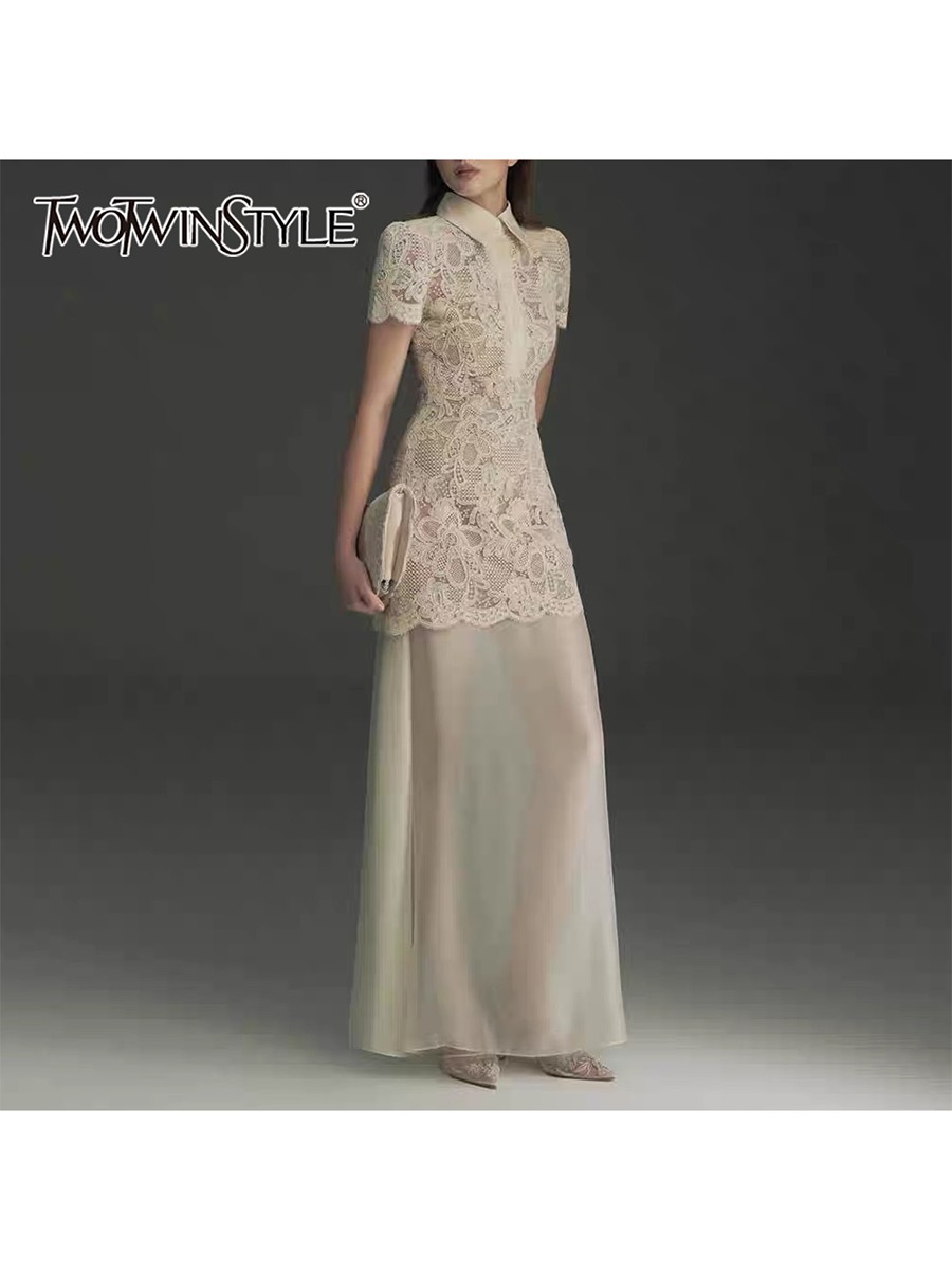 TWOTWINSTYLE Patchwork Lace Dr - Linen Dress Wrap incelemesi ve fiyatı