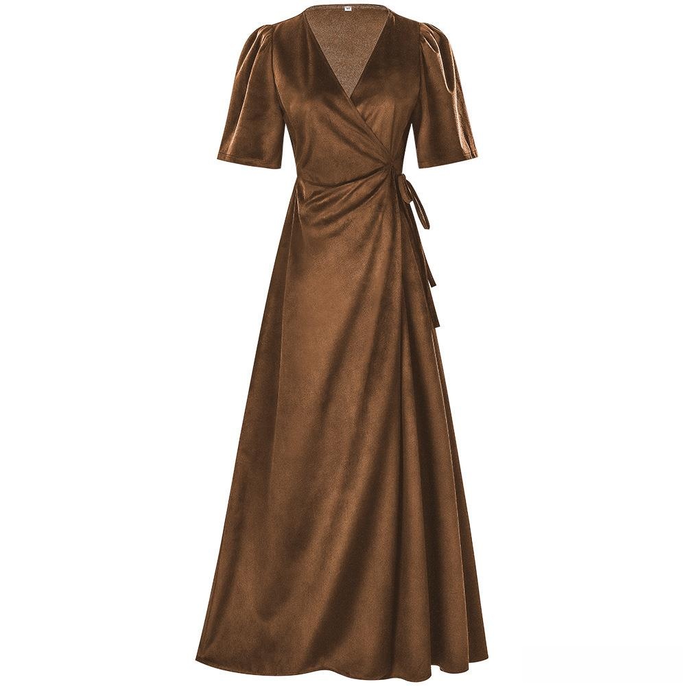 Ladies Long V-Neck Wrap Slim P - Linen Dress Wrap incelemesi ve fiyatı