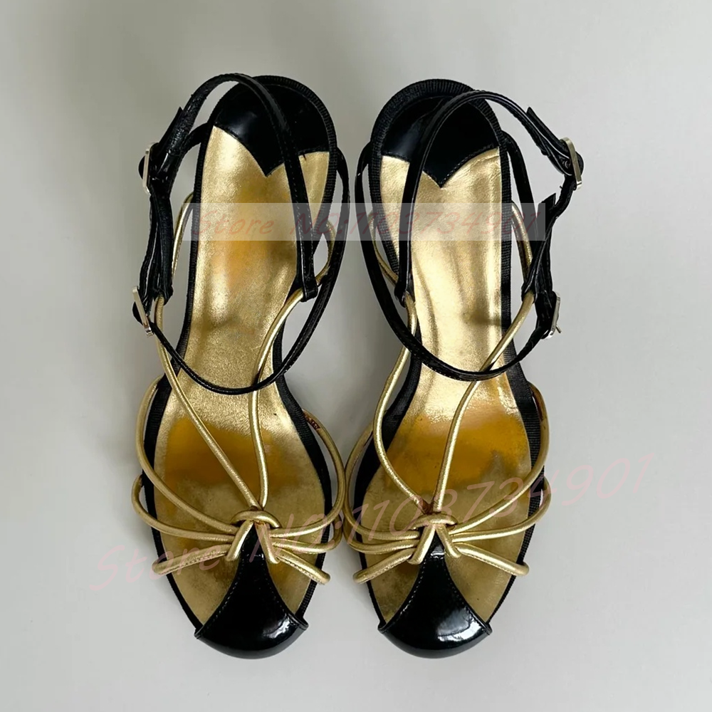 Gold Caged Strappy Knot Sandal - Sandal Strappy Heeled incelemesi ve fiyatı
