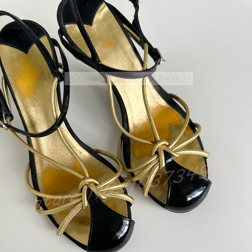 Gold Caged Strappy Knot Sandal - Sandal Strappy Heeled incelemesi ve fiyatı