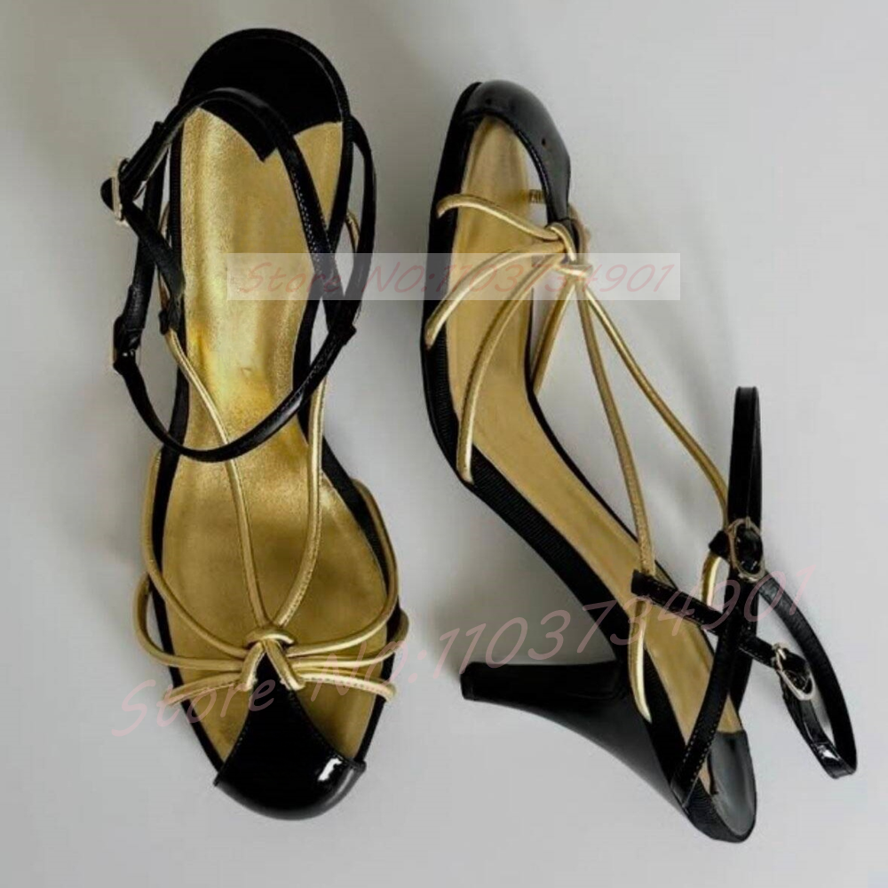 Gold Caged Strappy Knot Sandal - Sandal Strappy Heeled incelemesi ve fiyatı