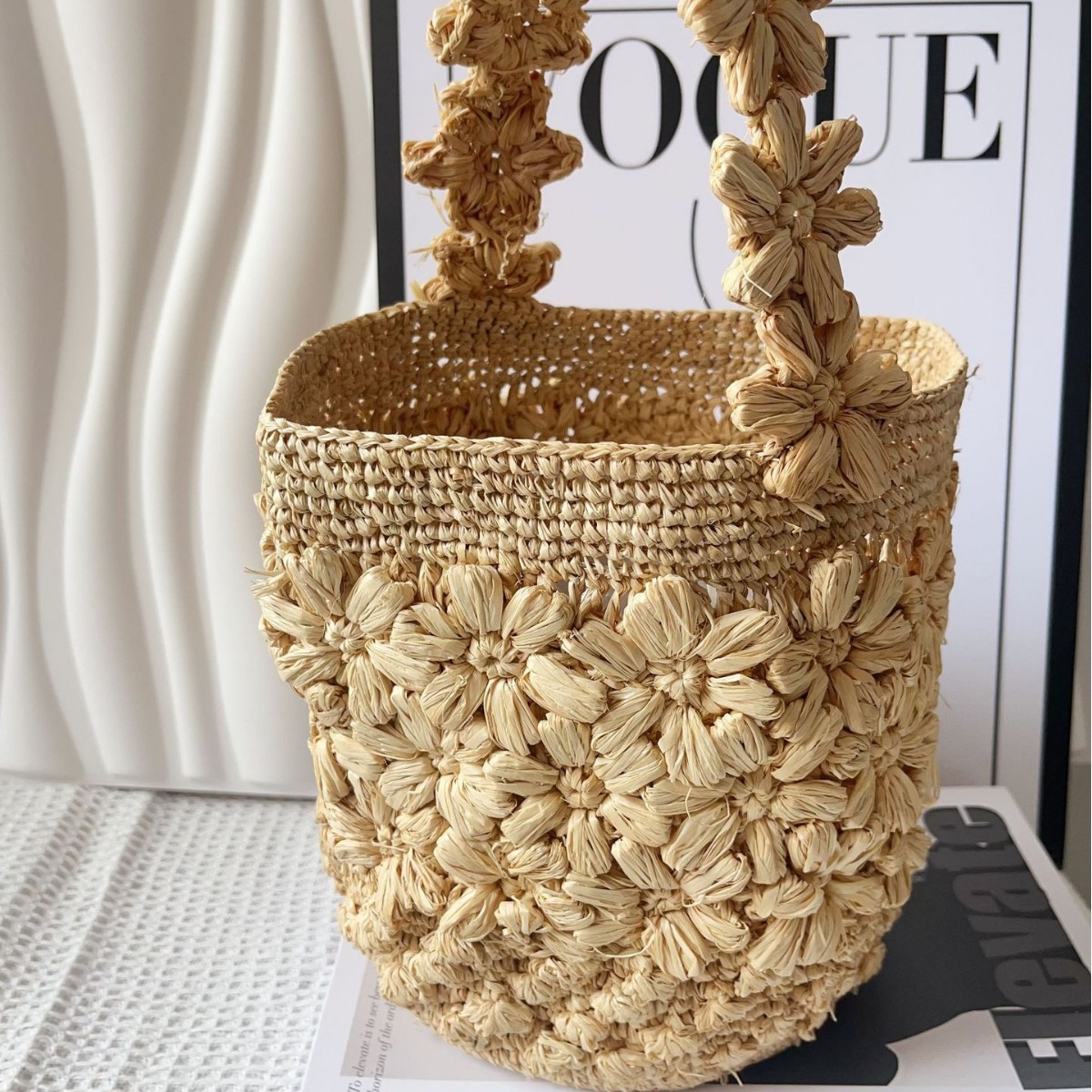 Women Summer Raffia Woven Buck - Crochet Bag Raffia incelemesi ve fiyatı