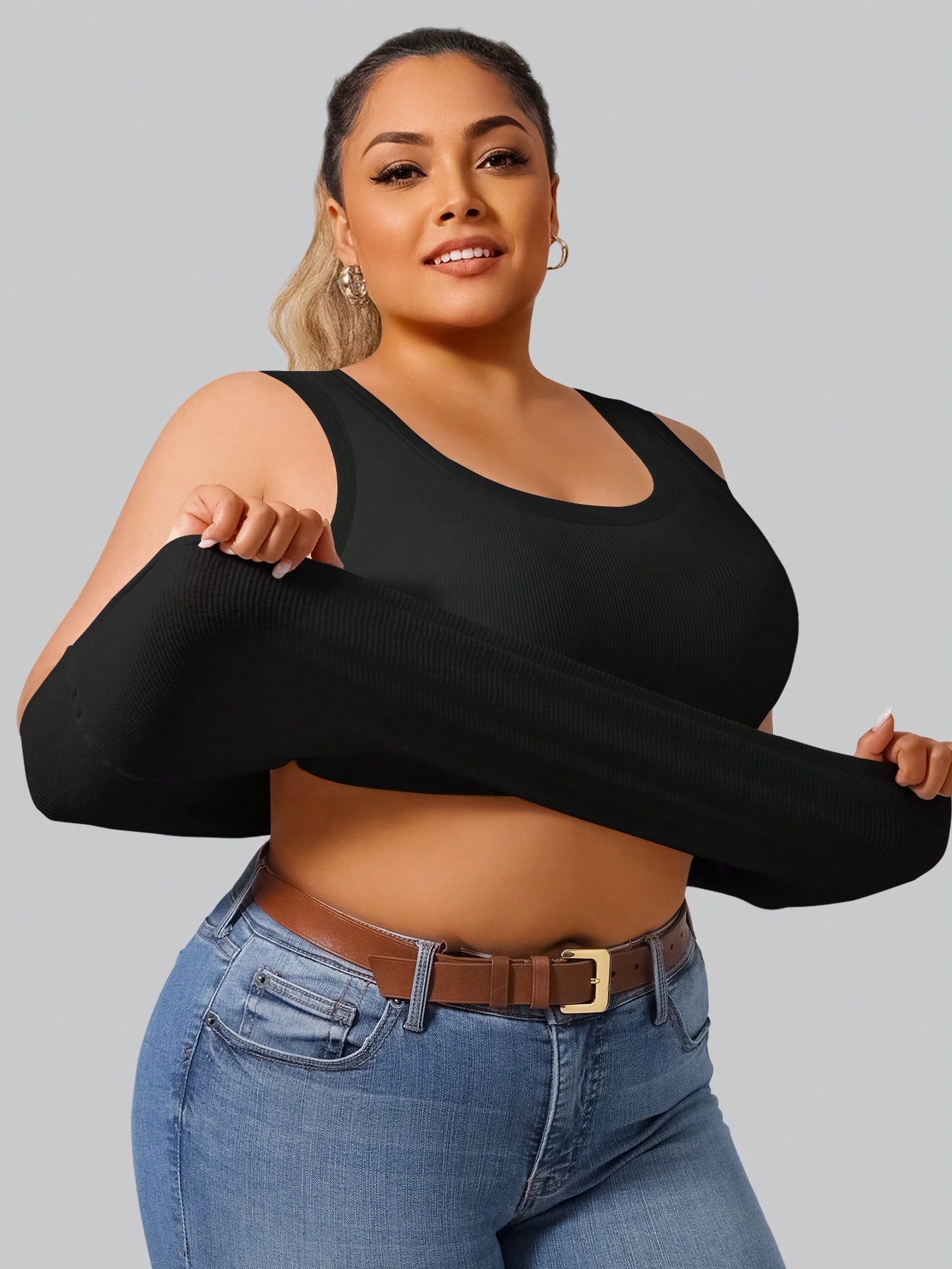 Plus Size Women's High Stretch - Crop Top Crochet incelemesi ve fiyatı