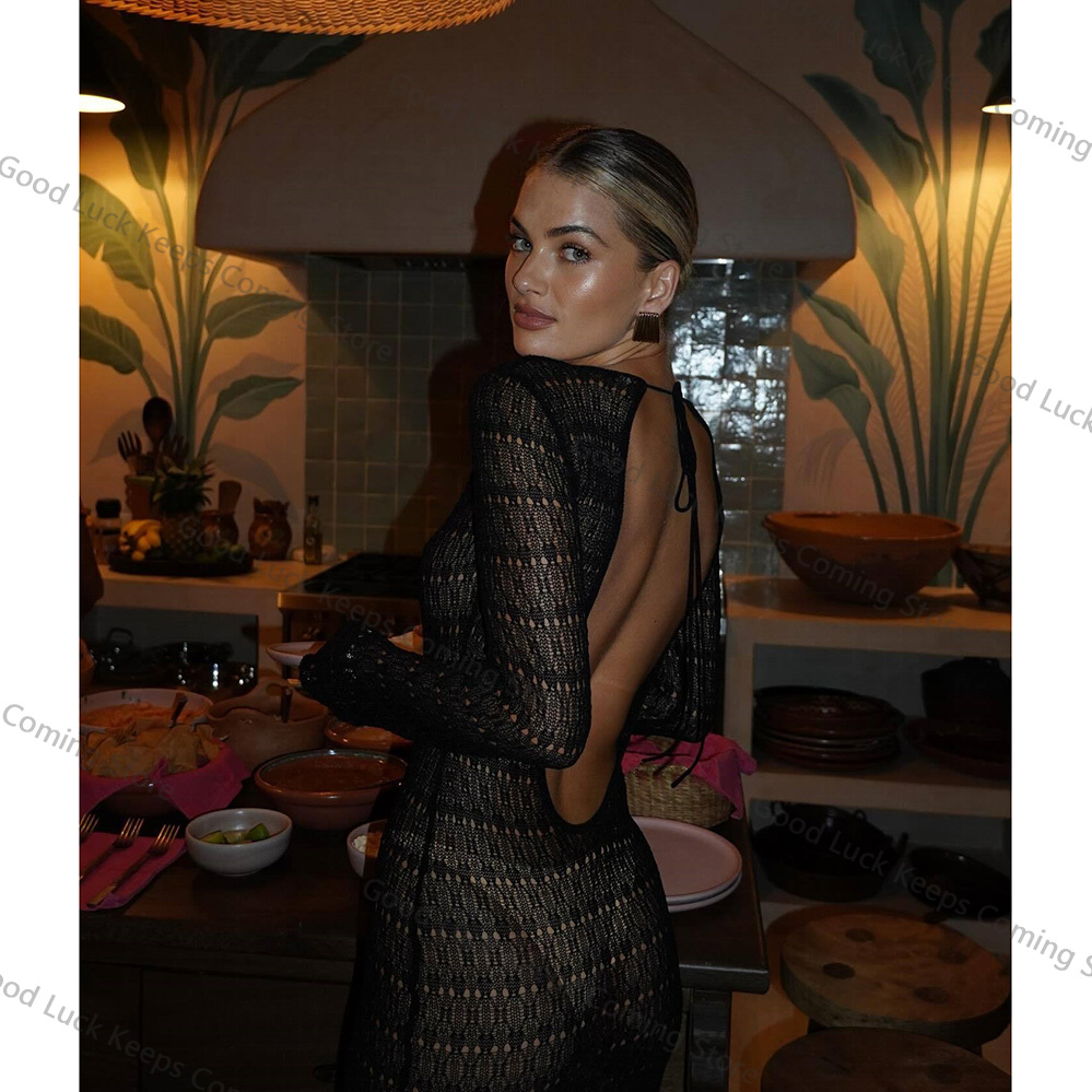2025 Knitted Dress Backless Co - Cover Up Kaftan incelemesi ve fiyatı