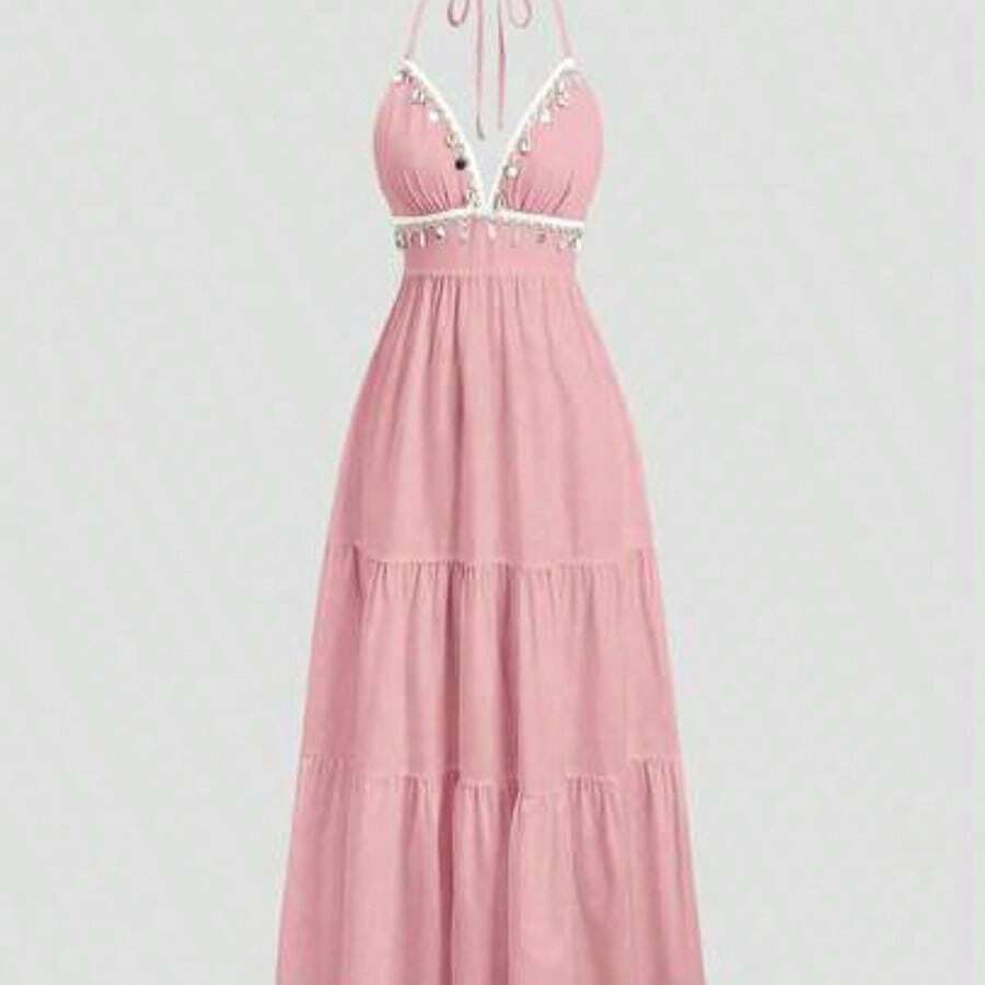Womens Halter Neck Tiered Maxi - Maxi Dress Halter incelemesi ve fiyatı
